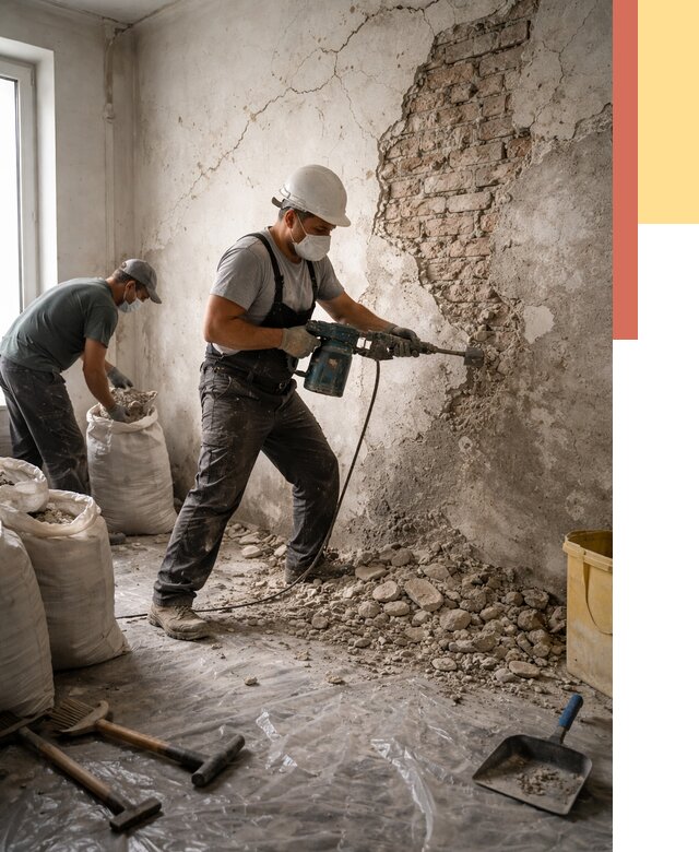 Демонтаж штукатурки со стен в Горно-Алтайске от 7465 руб/м² — быстро и недорого | ОТДЕЛОЧНИК-Грн