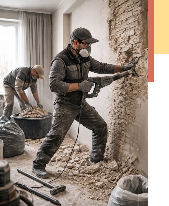 Демонтаж декоративного камня в Горно-Алтайске от 1503 руб/м² — быстро и недорого | ОТДЕЛОЧНИК-Грн