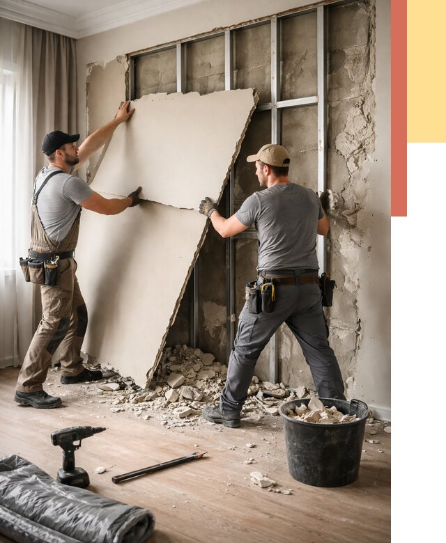 Демонтаж гипсокартона со стен в Горно-Алтайске от 363 руб. — услуги демонтажа | ОТДЕЛОЧНИК-Грн