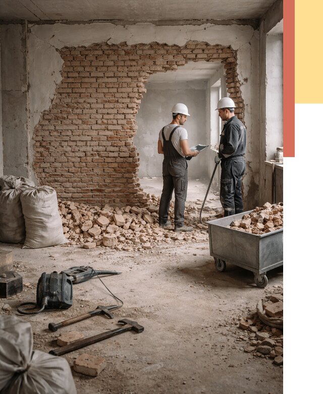 Демонтаж кирпичных стен в Горно-Алтайске от 4355 руб. — быстро, недорого, под ключ | ОТДЕЛОЧНИК-Грн