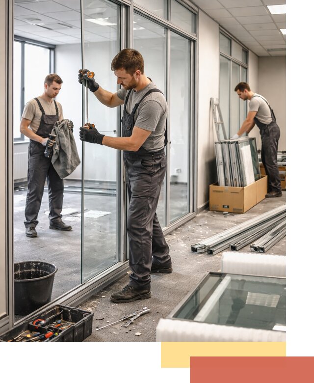 Демонтаж стеклянных перегородок в Горно-Алтайске быстро и безопасно