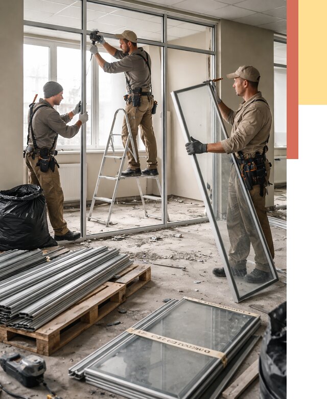 Демонтаж алюминиевых перегородок в Горно-Алтайске от 4355 руб. — быстро и недорого | ОТДЕЛОЧНИК-Грн