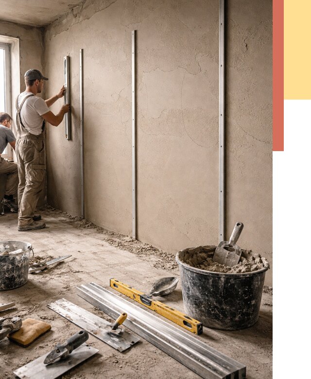 Штукатурка стен по маякам в Горно-Алтайске от 5702 руб./м² — выравнивание под ключ | ОТДЕЛОЧНИК-Грн