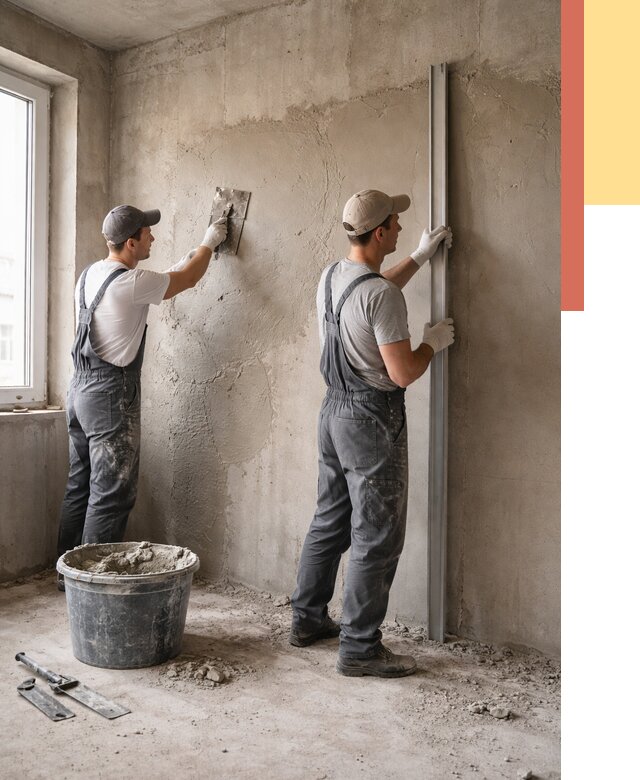 Штукатурка бетонных стен в Горно-Алтайске от 4666 руб/м² — качественно и быстро | ОТДЕЛОЧНИК-Грн