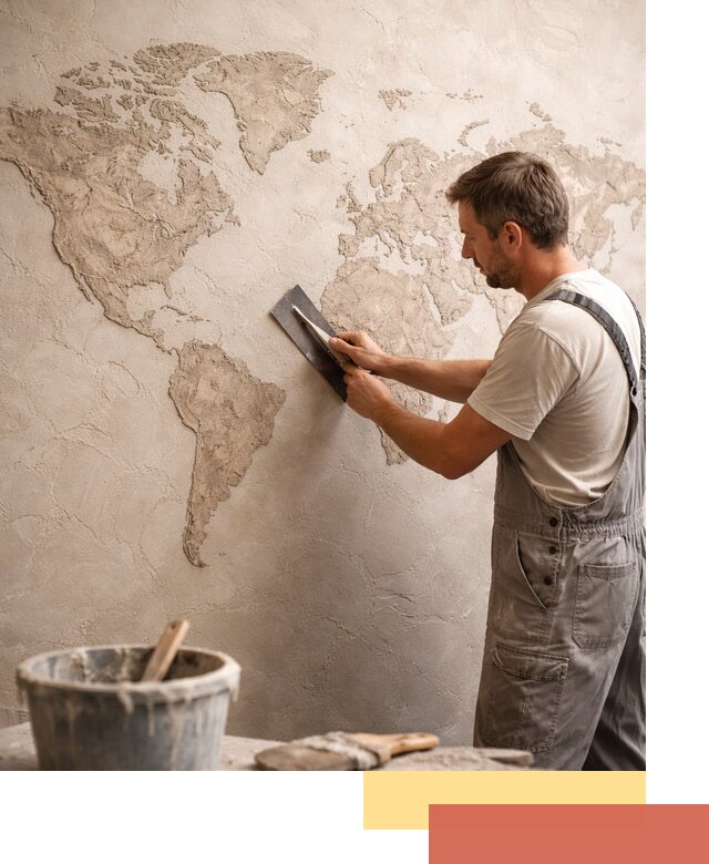 Декоративная штукатурка «Карта мира» под ключ в Горно-Алтайске