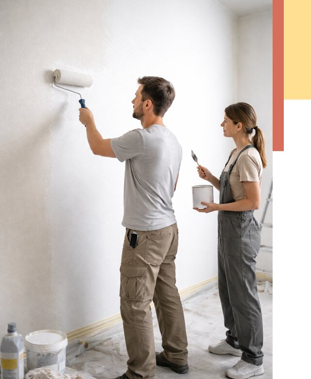 Окраска стен по стеклохолсту в Горно-Алтайске от 4666 руб/м² под ключ | ОТДЕЛОЧНИК-Грн