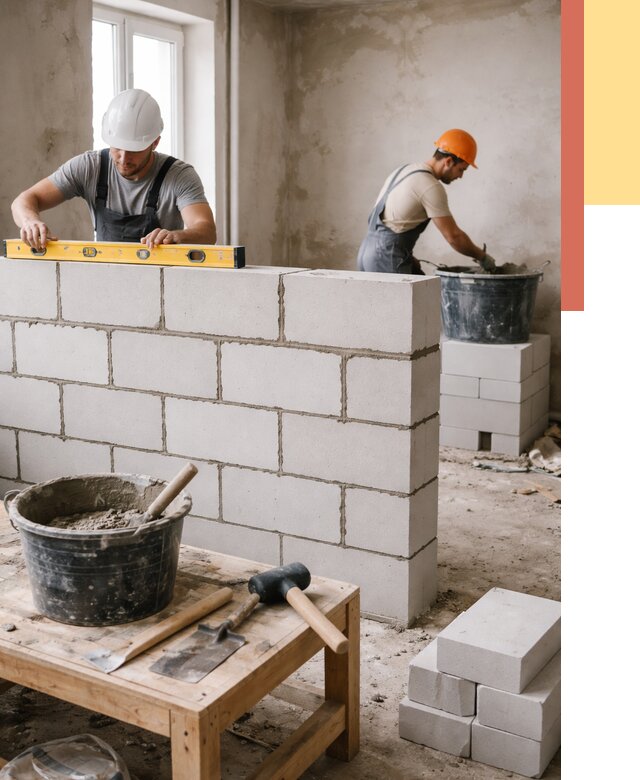 Кладка перегородок из газобетона в Горно-Алтайске от 3318 руб. под ключ | ОТДЕЛОЧНИК-Грн