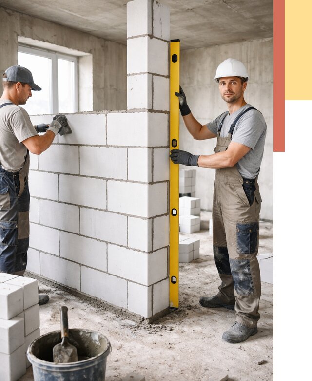 Кладка перегородок из пеноблока в Горно-Алтайске от 1866 руб. под ключ | ОТДЕЛОЧНИК-Грн