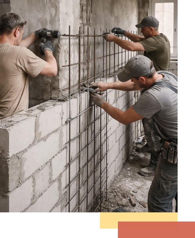 Армирование кладки перегородок в Горно-Алтайске профессионально и надёжно