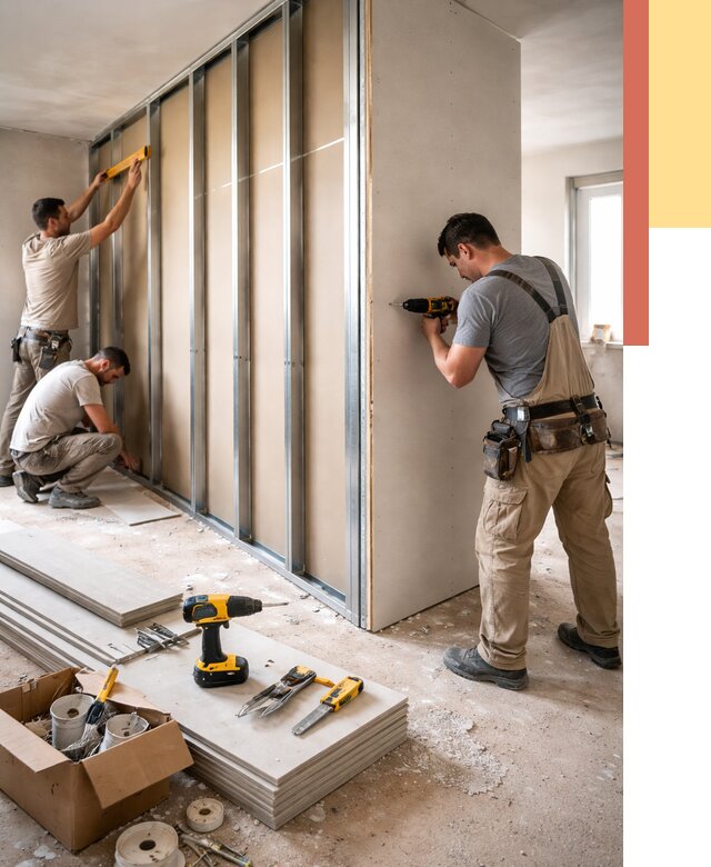 Монтаж однослойной перегородки из гипсокартона в Горно-Алтайске от 674 руб. | ОТДЕЛОЧНИК-Грн