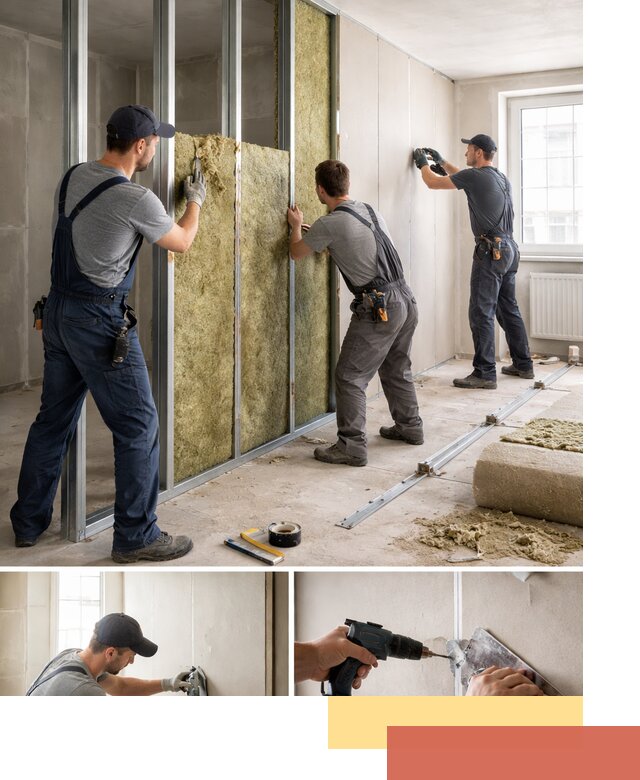 Перегородка из гипсокартона с шумоизоляцией в Горно-Алтайске — монтаж под ключ