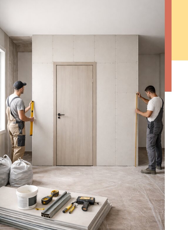 Перегородка из гипсокартона с дверью в Горно-Алтайске от 4666 руб. под ключ | ОТДЕЛОЧНИК-Грн