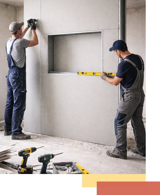 Перегородка из гипсокартона с нишей под декор в Горно-Алтайске