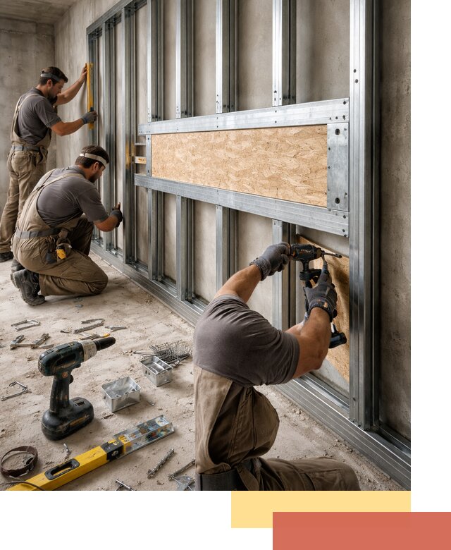 Усиленная перегородка для крепления тяжёлых конструкций в Горно-Алтайске