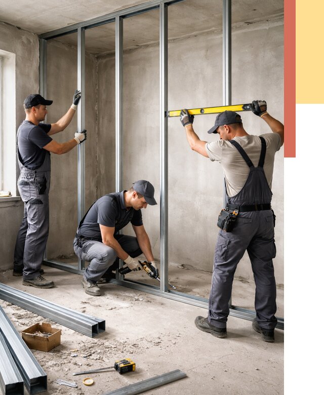 Монтаж каркаса перегородки из профиля в Горно-Алтайске от 778 руб. | ОТДЕЛОЧНИК-Грн