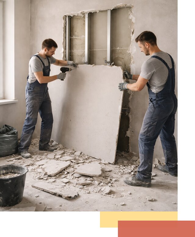 Демонтаж перегородки из гипсокартона в Горно-Алтайске быстрый и аккуратный