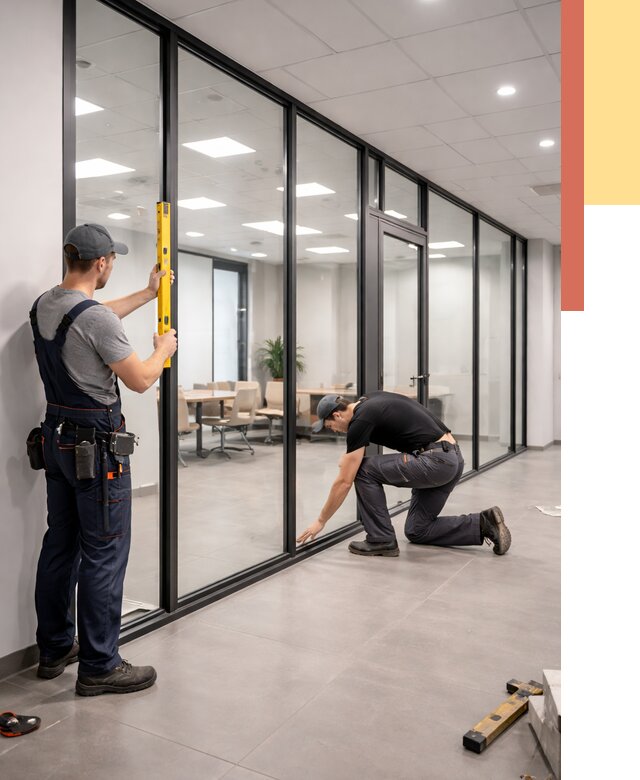 Каркасные стеклянные перегородки в Горно-Алтайске под ключ от 9539 руб. | ОТДЕЛОЧНИК-Грн