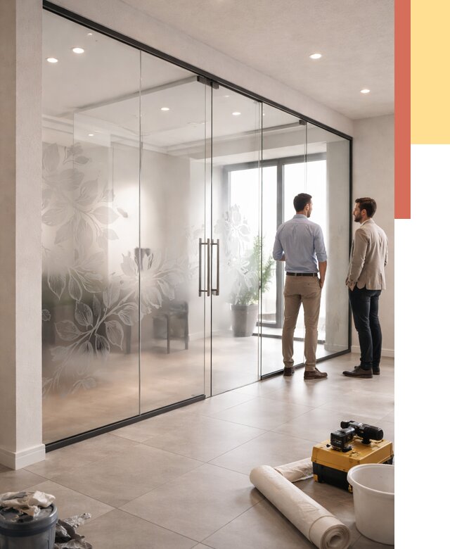 Стеклянные перегородки с рисунком в Горно-Алтайске от 12960 руб. монтаж и нанесение | ОТДЕЛОЧНИК-Грн