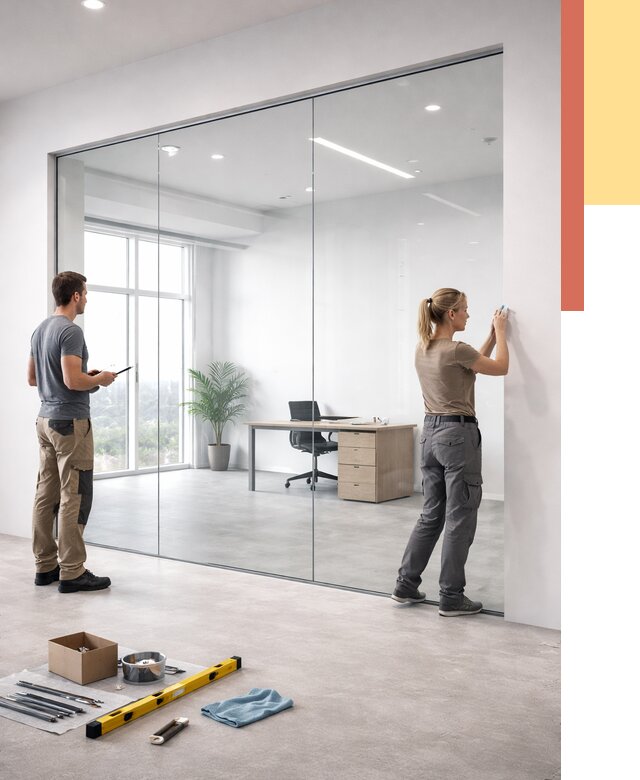 Перегородки из закаленного стекла в Горно-Алтайске от 9850 руб. под ключ | ОТДЕЛОЧНИК-Грн