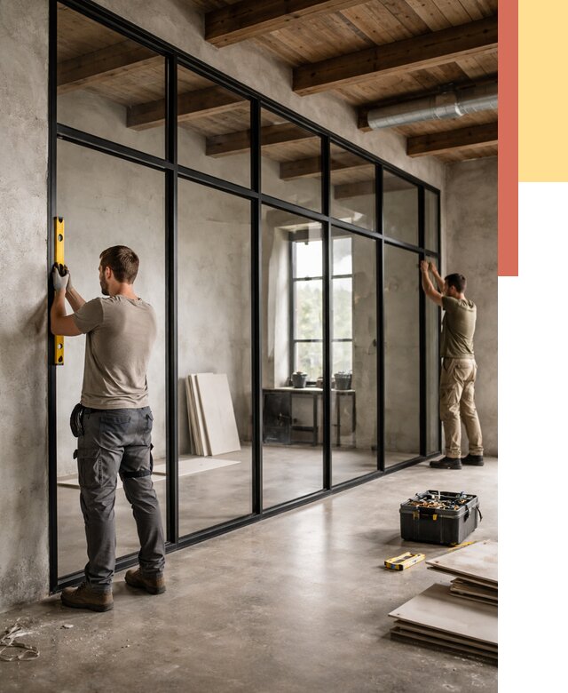 Стеклянные перегородки лофт в Горно-Алтайске от 10886 руб. под ключ | ОТДЕЛОЧНИК-Грн