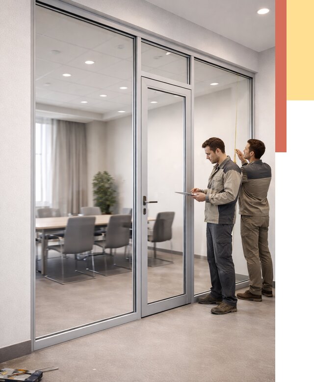 Установка и монтаж алюминиевых перегородок со стеклом в Горно-Алтайске от 8502 руб. | ОТДЕЛОЧНИК-Грн