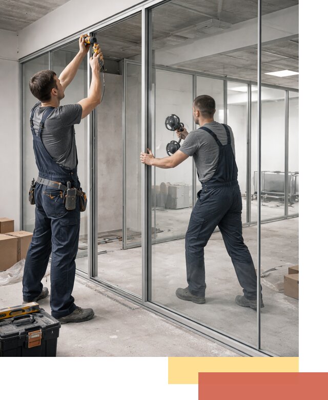 Алюминиевые перегородки со стеклом в Горно-Алтайске — изготовление и монтаж