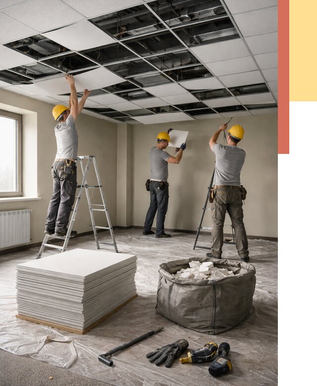 Демонтаж потолка Армстронг в Горно-Алтайске от 4666 руб. быстро и недорого | ОТДЕЛОЧНИК-Грн