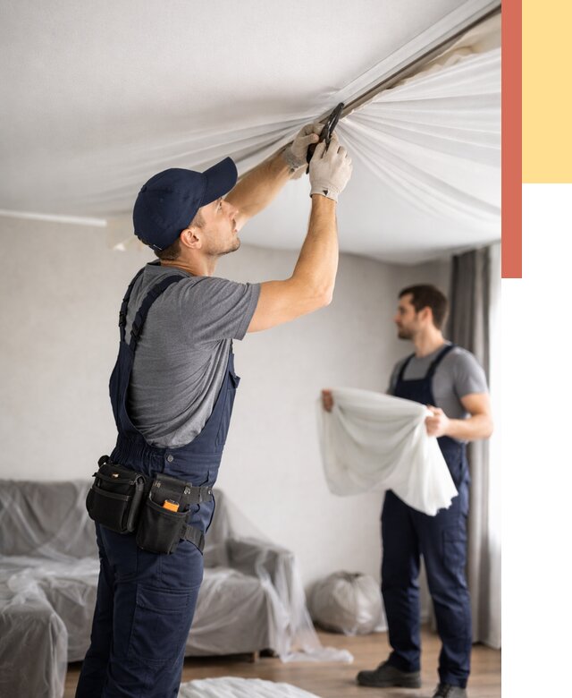 Демонтаж натяжного потолка в Горно-Алтайске от 4666 руб. — снятие и разбор под ключ | ОТДЕЛОЧНИК-Грн