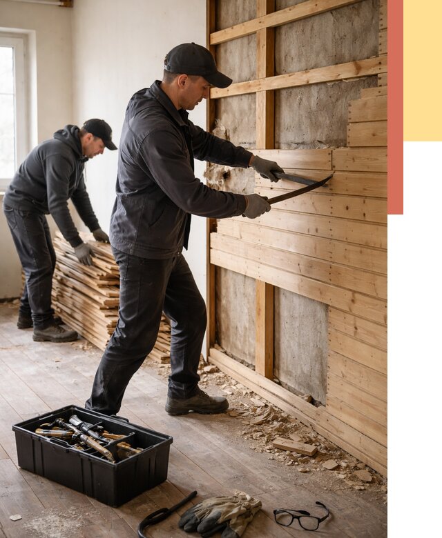 Демонтаж вагонки в Горно-Алтайске от 3940 руб/м2 — быстро и недорого | ОТДЕЛОЧНИК-Грн