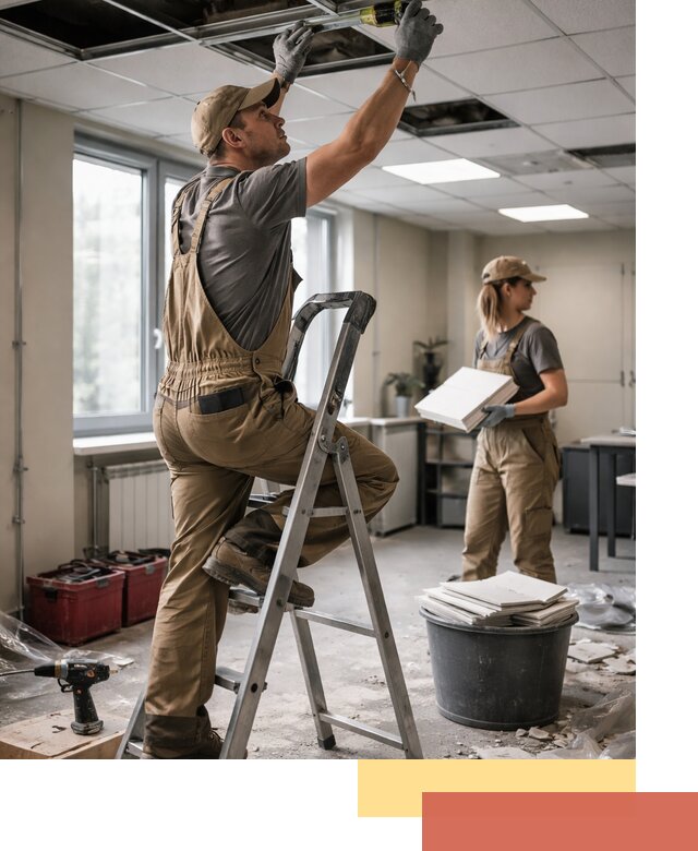 Ремонт потолка Армстронг и замена плит в Горно-Алтайске