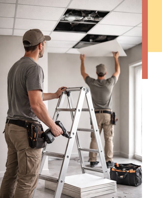 Обслуживание подвесного потолка в Горно-Алтайске от 3629 руб. — быстро и недорого | ОТДЕЛОЧНИК-Грн