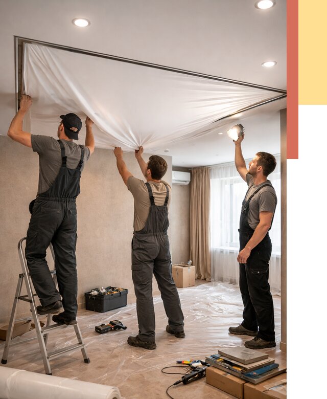 Монтаж ПВХ натяжного потолка в Горно-Алтайске от 3629 руб. под ключ | ОТДЕЛОЧНИК-Грн