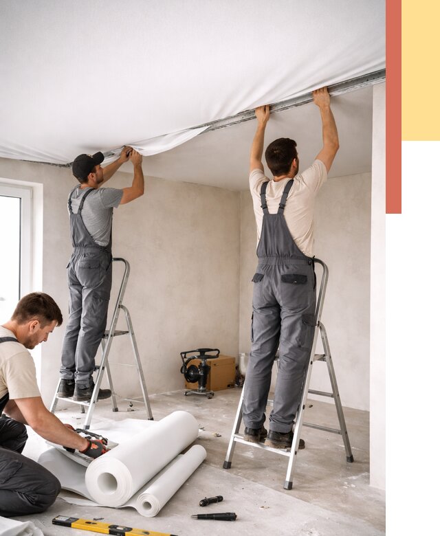 Монтаж тканевого натяжного потолка в Горно-Алтайске от 3629 руб. под ключ | ОТДЕЛОЧНИК-Грн