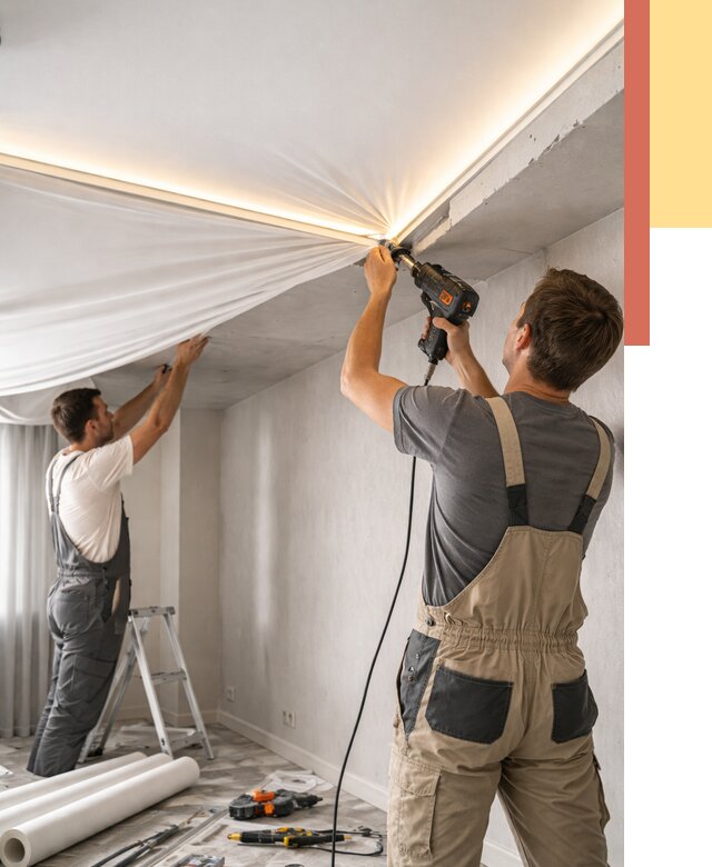 Монтаж натяжного потолка с подсветкой в Горно-Алтайске от 985 руб. | ОТДЕЛОЧНИК-Грн