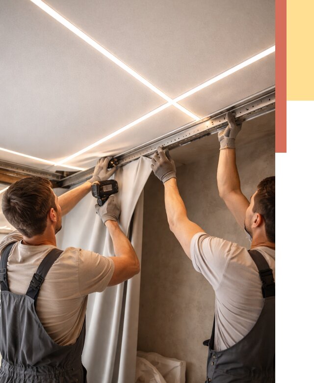 Монтаж натяжного потолка со световыми линиями в Горно-Алтайске от 1244 руб. | ОТДЕЛОЧНИК-Грн