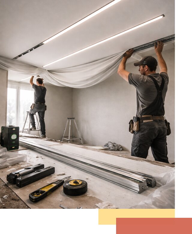 Монтаж натяжных потолков со световыми линиями в Горно-Алтайске