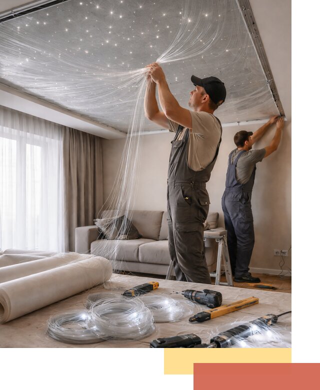 Монтаж натяжного потолка «Звездное небо» в Горно-Алтайске