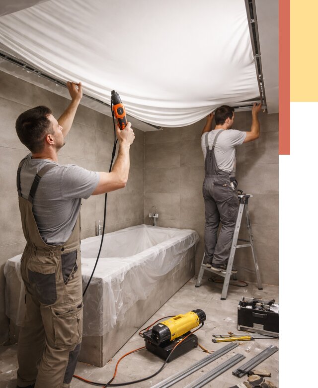 Монтаж натяжного потолка в ванной в Горно-Алтайске от 1244 руб. под ключ | ОТДЕЛОЧНИК-Грн