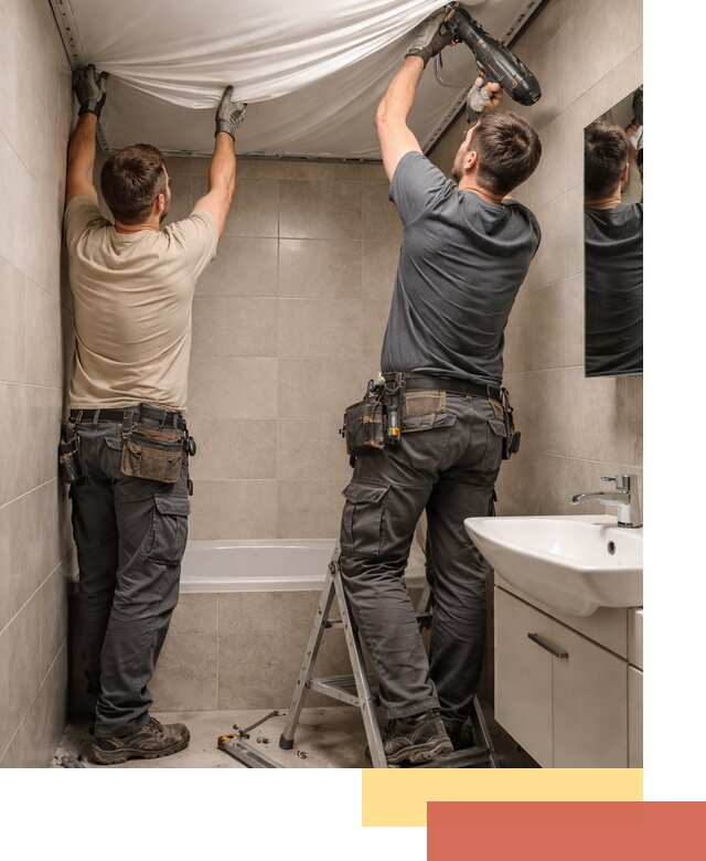 Монтаж натяжного потолка в ванной в Горно-Алтайске быстро и качественно