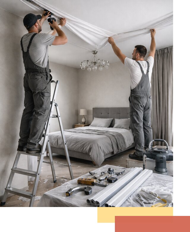 Монтаж натяжного потолка в спальне в Горно-Алтайске