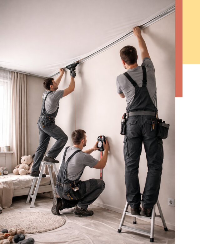 Монтаж натяжного потолка в детской в Горно-Алтайске от 3629 руб. — быстро и недорого | ОТДЕЛОЧНИК-Грн