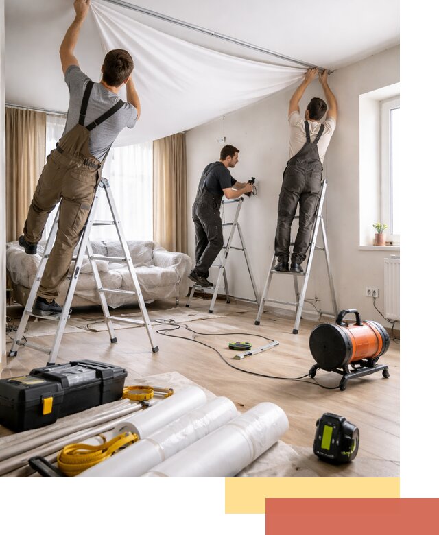 Монтаж натяжного потолка в гостиной в Горно-Алтайске