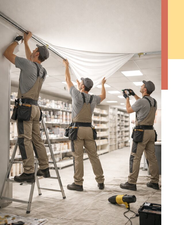 Монтаж натяжного потолка в магазине в Горно-Алтайске от 4666 руб. быстро и недорого | ОТДЕЛОЧНИК-Грн