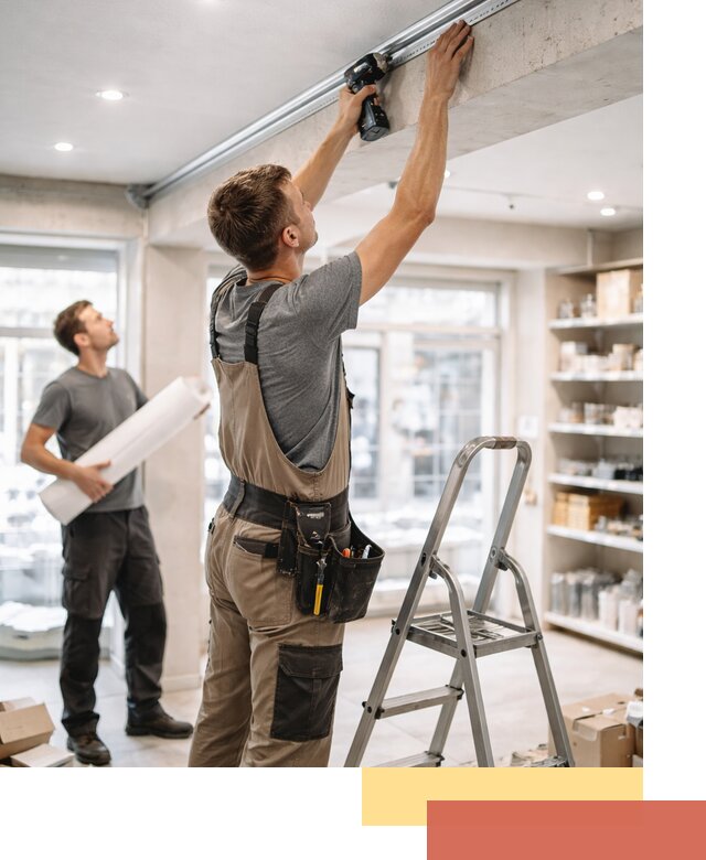 Монтаж натяжных потолков в магазине в Горно-Алтайске