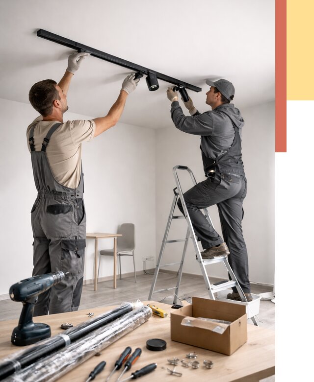 Установка трековых светильников в натяжной потолок в Горно-Алтайске от 4355 руб. | ОТДЕЛОЧНИК-Грн