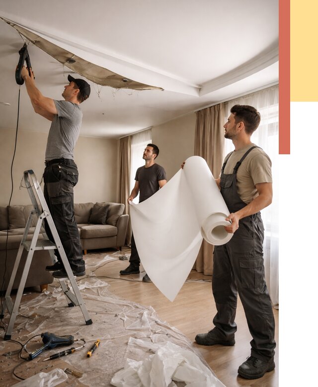 Замена полотна натяжного потолка в Горно-Алтайске от 9850 руб. быстро и недорого | ОТДЕЛОЧНИК-Грн