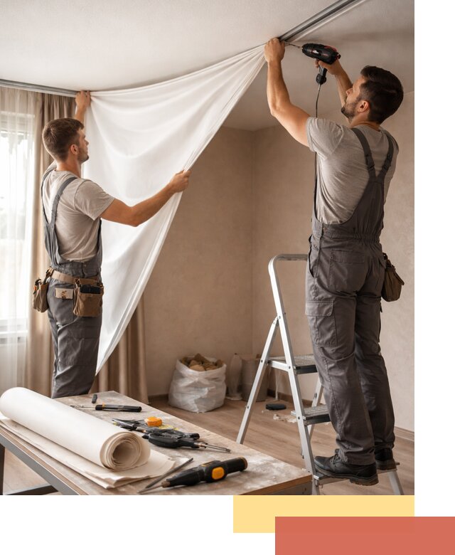 Замена полотна натяжного потолка в Горно-Алтайске быстро и качественно