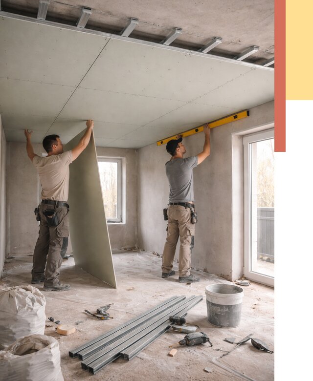 Одноуровневый потолок из гипсокартона в Горно-Алтайске от 778 руб. — монтаж под ключ | ОТДЕЛОЧНИК-Грн