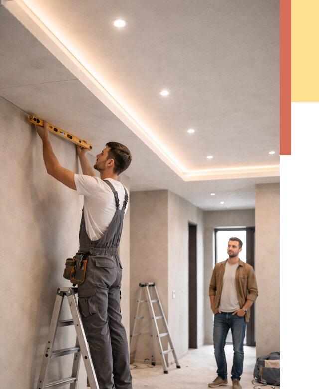 Потолок из гипсокартона с подсветкой в Горно-Алтайске от 778 руб./м2 под ключ | ОТДЕЛОЧНИК-Грн