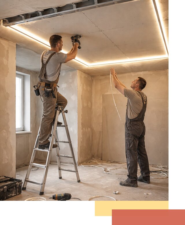 Потолок из гипсокартона с подсветкой в Горно-Алтайске